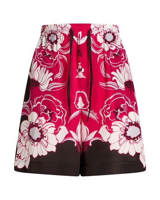 Valentino Garavani Red Shorts & Bermuda Shorts Silk