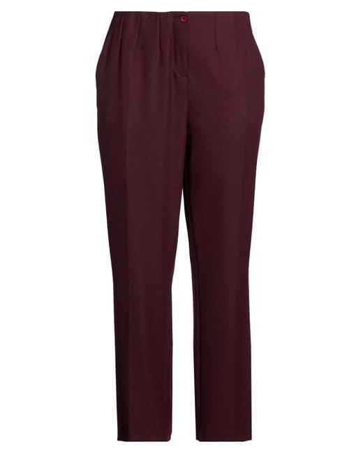 Xandres Purple Burgundy Pants Recycled Polyester, Viscose, Wool, Elastane