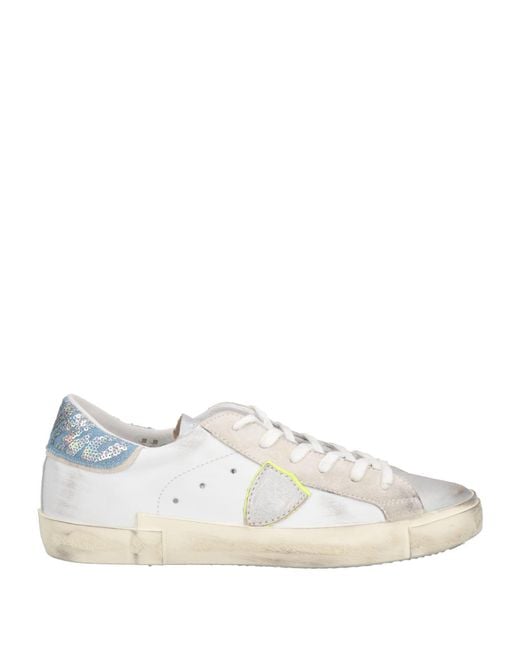 Philippe Model White Sneakers Leather, Textile Fibers