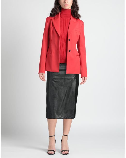 ERMANNO FIRENZE Black Midi Skirt Polyester, Polyurethane