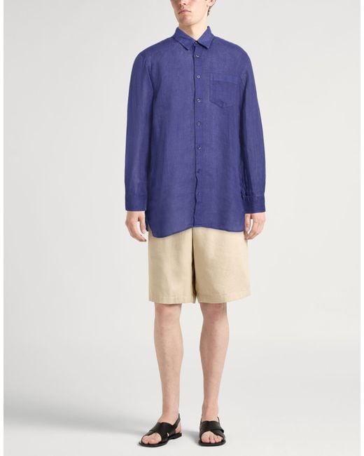 120% Lino Blue Shirt Linen for men