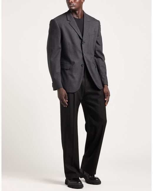 Versace Black Charcoal Blazer Virgin Wool, Elastane for men