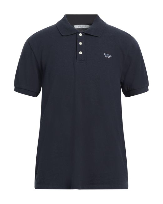 Maison Kitsuné Blue Polo Shirt Cotton for men