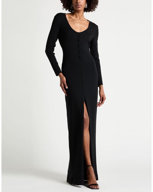 Tom Ford Black Maxi Dress Virgin Wool, Polyester