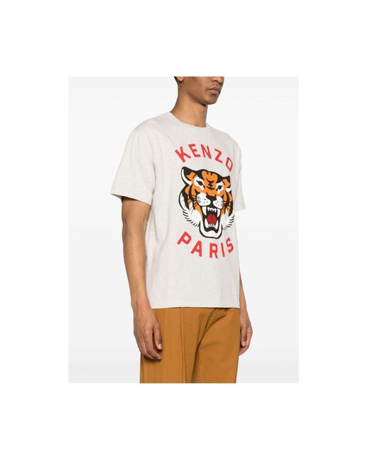 KENZO Lucky Tiger T-Shirt aus Baumwoll-Jersey mit Logoprint in White für Herren