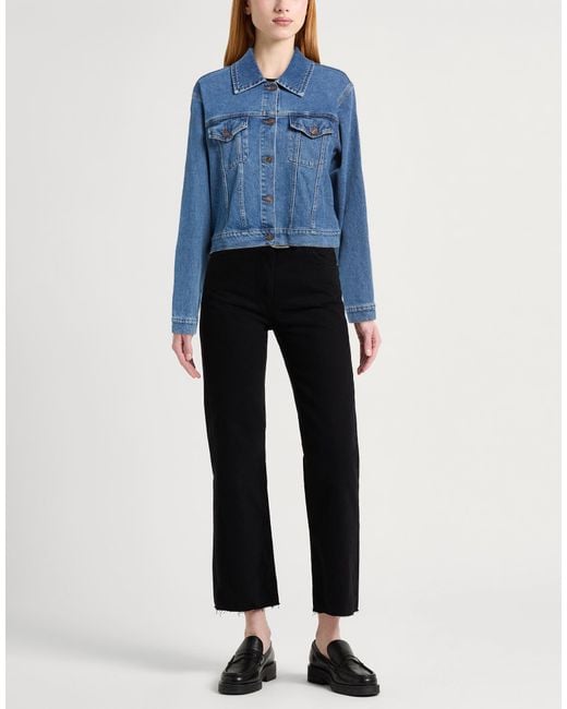 7 For All Mankind Blue Denim Outerwear Cotton, Elastane