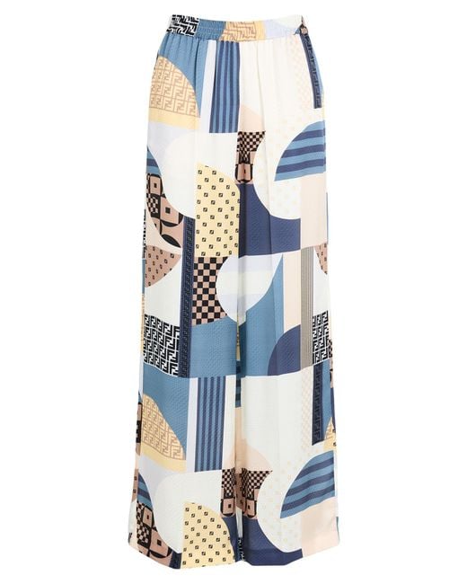 Fendi Blue Pants Silk
