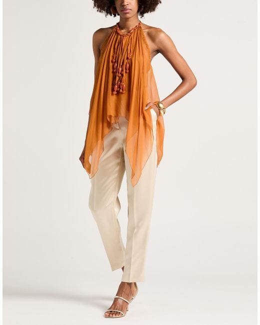 Alberta Ferretti Orange Rust Top Silk