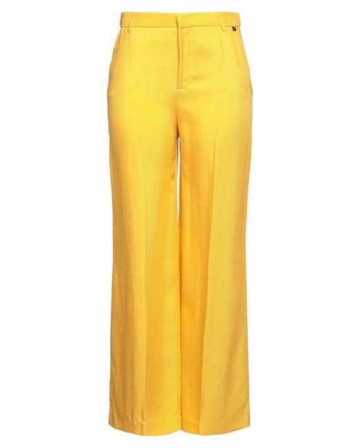 Liu Jo Yellow Marigold Pants Viscose, Linen