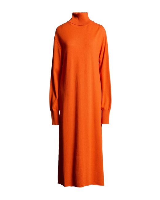 Jil Sander Orange Midi Dress Cashmere