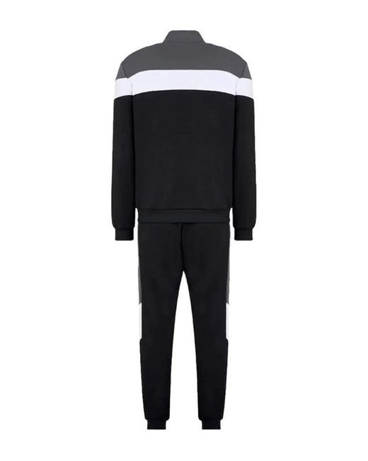 EA7 Athletic Colour Block Trainingsanzug Mit Kapuze Aus Baumwollgemisch in Black für Herren