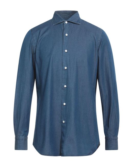 Finamore 1925 Blue Denim Shirt for men