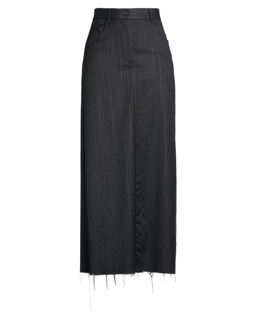 Department 5 Black Charcoal Maxi Skirt Virgin Wool, Polyester, Viscose, Elastane