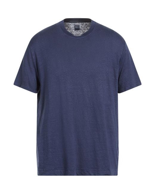 Fedeli Blue T-Shirt Linen, Elastane for men