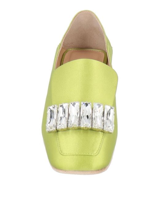 Sergio Rossi Yellow Lime Loafers Textile Fibers