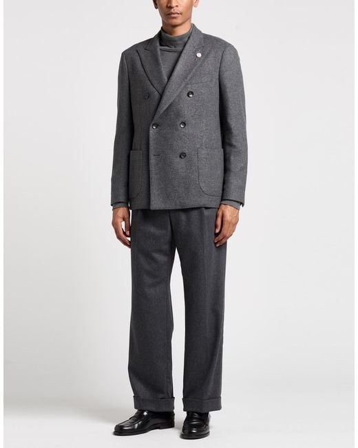 Lardini Black Charcoal Blazer Virgin Wool, Polyamide for men