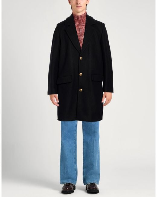 Maison Kitsuné Black Coat Wool, Polyamide for men