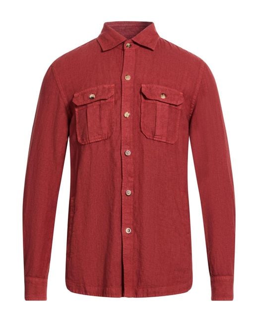Boglioli Red Shirt Linen for men