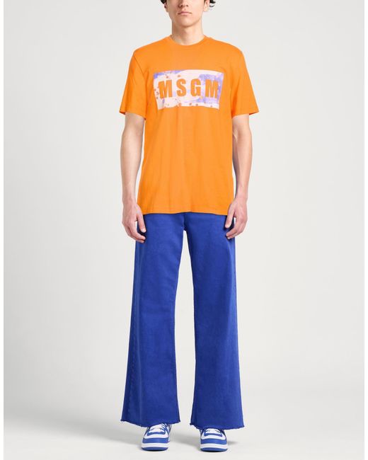 MSGM Orange T-Shirt Cotton for men