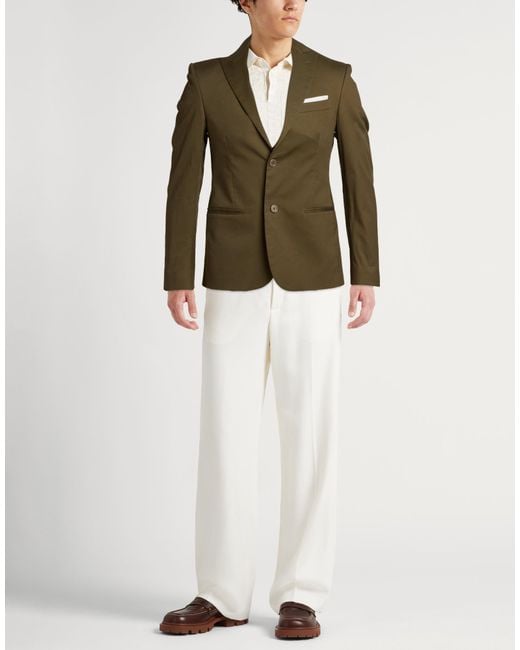 Daniele Alessandrini Green Blazer Cotton, Elastane for men