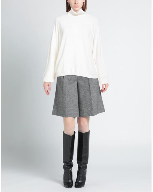 CROCHÈ White Ivory Turtleneck Merino Wool, Viscose, Cashmere, Polyamide