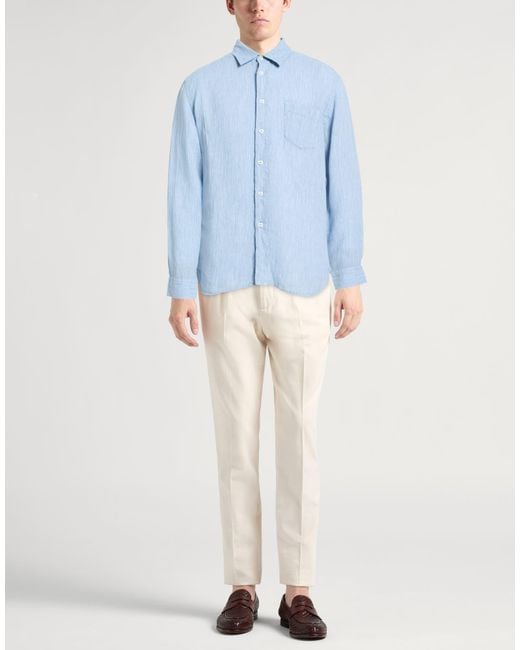 120% Lino Blue Shirt Linen for men