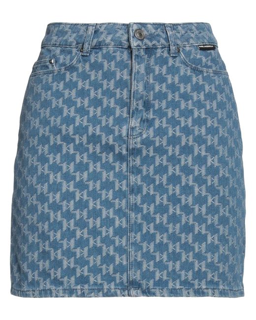Karl Lagerfeld Blue Monogram-pattern Denim Skirt