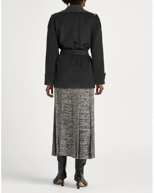 Cristinaeffe Black Charcoal Coat Polyester, Viscose