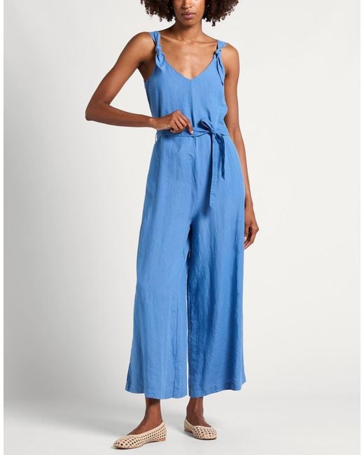 120% Lino Blue Jumpsuit Linen