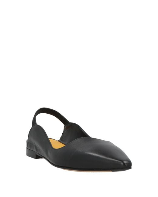 Mara Bini Black Ballet Flats Leather