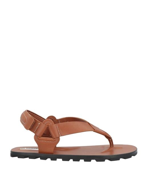 Jil Sander Brown Tan Thong Sandal Leather for men