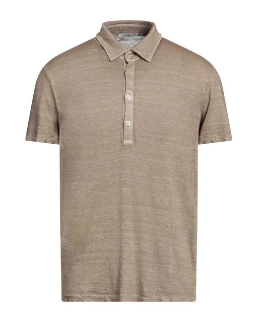 Boglioli Natural Khaki Polo Shirt Linen for men