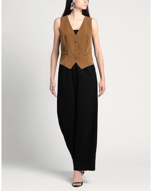 ViCOLO Brown Tailored Vest Polyester, Viscose, Elastane