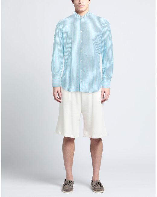 BASTONCINO Blue Shirt Linen, Cotton for men