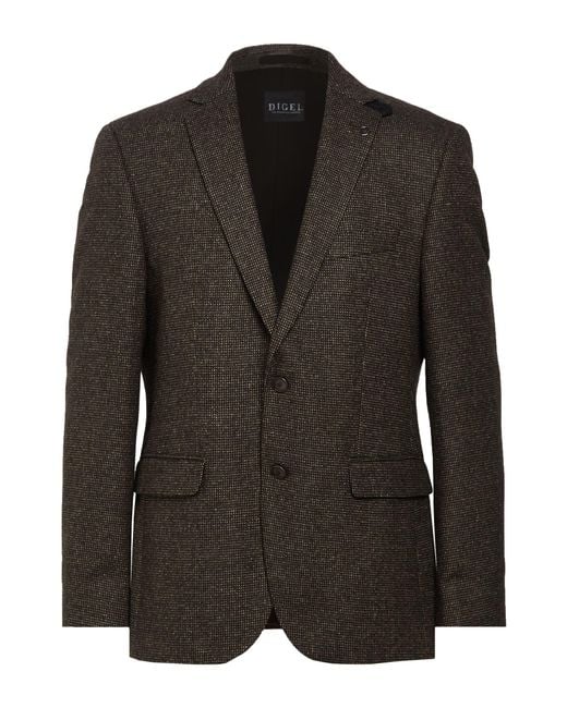 DIGEL Black Dark Blazer Virgin Wool, Polyamide, Silk, Polyester, Elastane for men