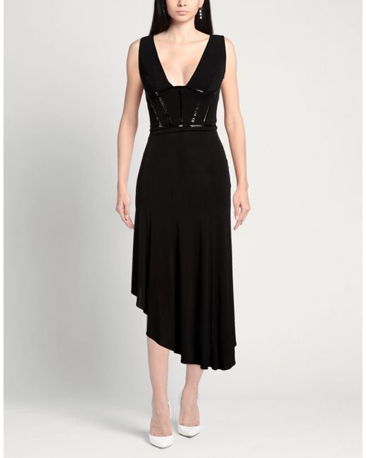 Elisabetta Franchi Black Midi Dress Viscose