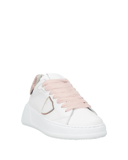 Philippe Model White Sneakers Leather, Textile Fibers