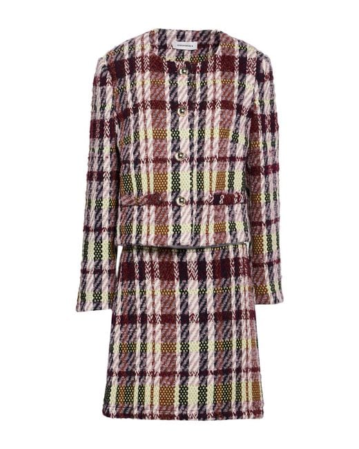 Shirtaporter White Burgundy Co-Ord Cotton, Polyester, Wool, Viscose, Acrylic