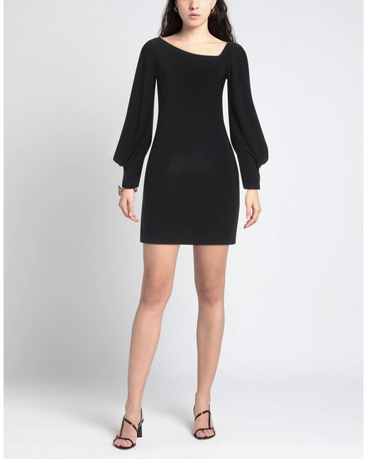 VIRNA DRÒ® Black Mini Dress Polyester, Elastane