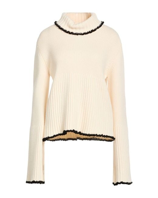 Jil Sander Natural Cream Turtleneck Virgin Wool, Viscose, Polyamide