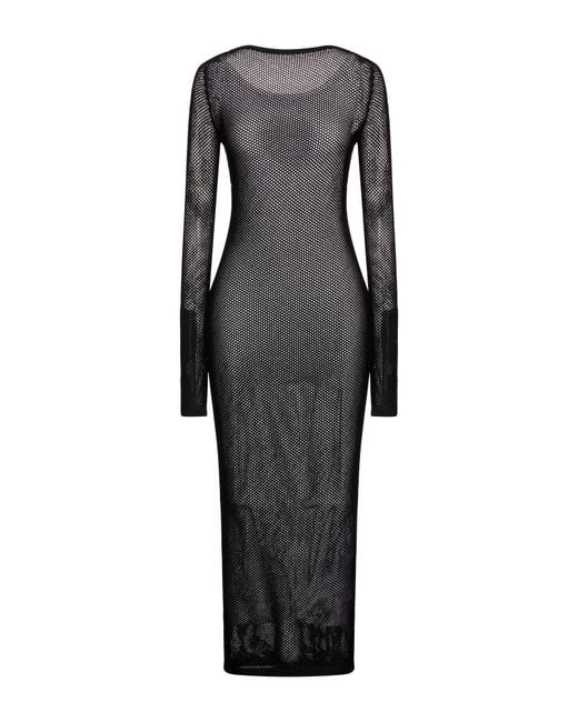 Sportmax Black Maxi Dress Viscose, Polyamide