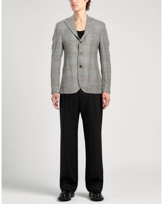 L.b.m. 1911 Gray Blazer Virgin Wool, Polyester for men