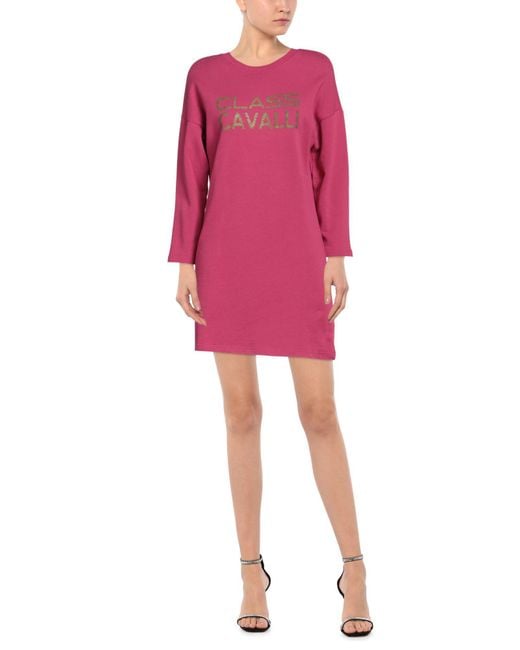 Roberto Cavalli Pink Garnet Mini Dress Cotton