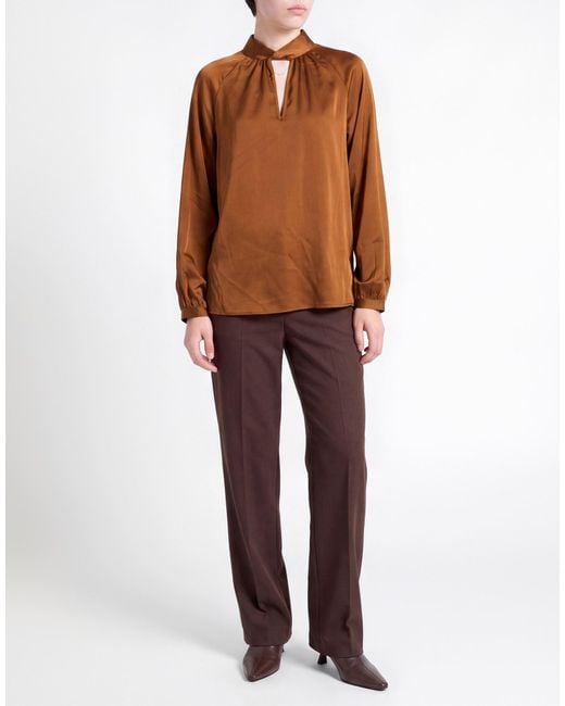 Hanita Brown Camel Top Polyester
