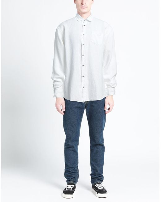 Alpha Studio White Shirt Linen for men