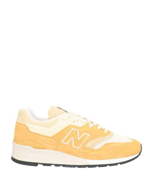 New Balance Natural Mustard Sneakers Leather, Textile Fibers for men