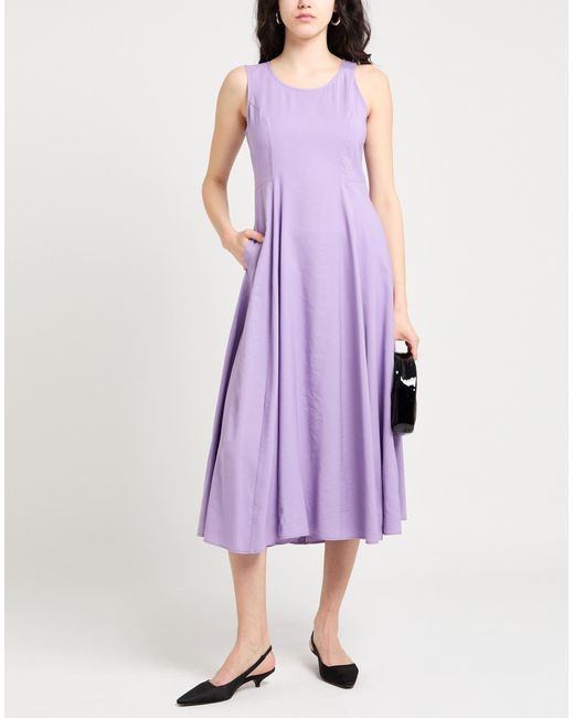 Camicettasnob Purple Mauve Midi Dress Viscose, Polyester