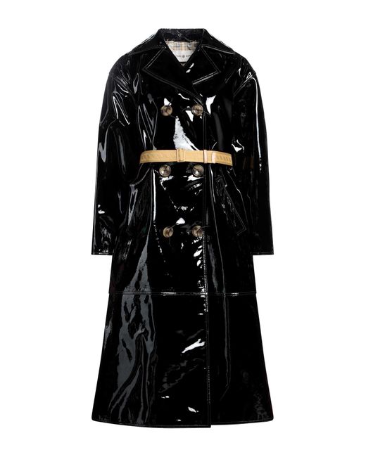 Tory Burch Black Double-breasted Patent-leather Coat