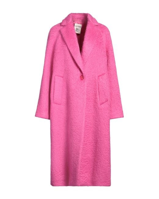 Semicouture Pink Coat Mohair Wool, Polyamide, Polyester