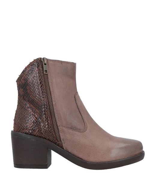 Divine Follie Brown Ankle Boots Soft Leather